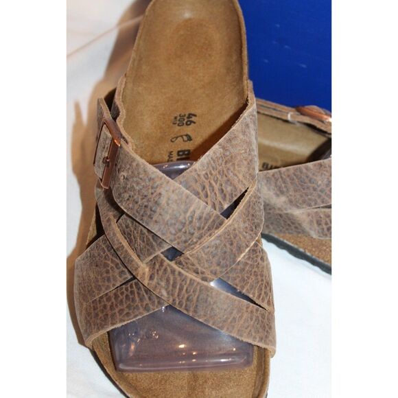 BIRKENSTOCK MEN\'S LUGANO LEATHER‎ SANDALS OLD TOBACCO EU 42 REGULAR NIB main image 6